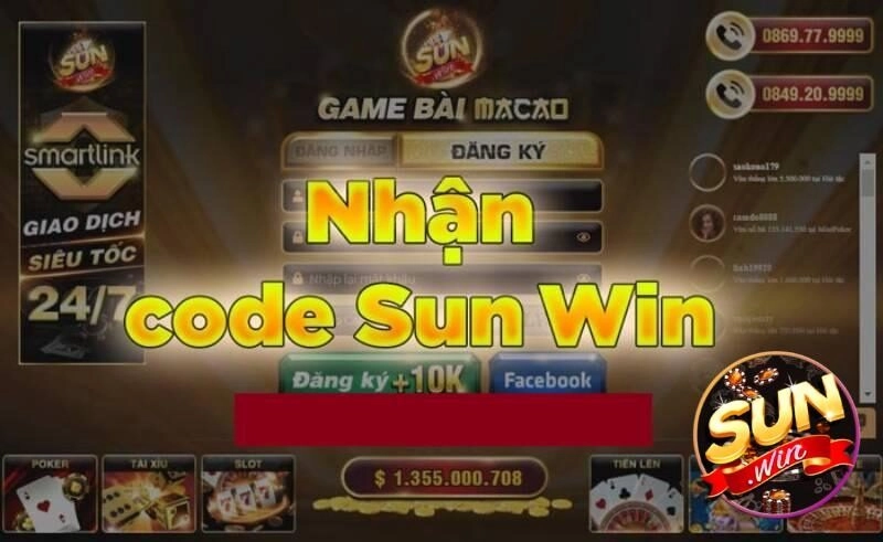 Chơi game bài đổi thưởng tặng code tân thủ tại Sunwin